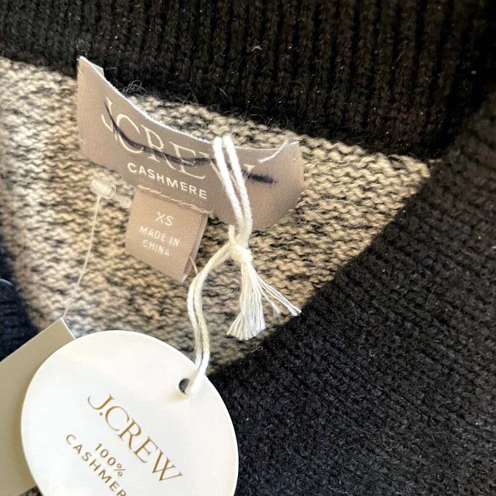 J.Crew Marled Cashmere Sweater Tee Short Sleeve Polo Luxury CG789 Black Grey XS - Picture 12 of 15